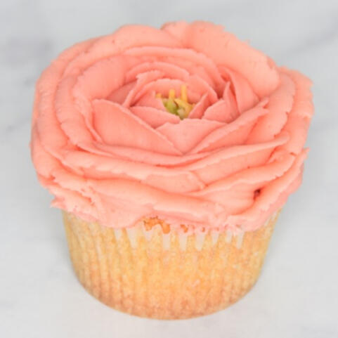 Pink Rose Cupcake Flower